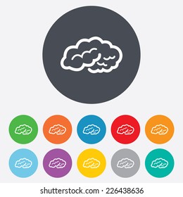 Brain sign icon. Human intelligent smart mind. Round colourful 11 buttons. Vector