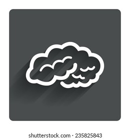 Brain sign icon. Human intelligent smart mind. Gray flat square button with shadow. Modern UI website navigation. Vector