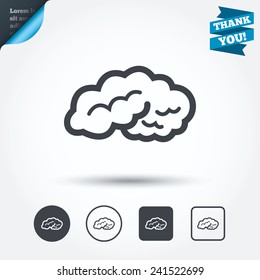 Brain sign icon. Human intelligent smart mind. Circle and square buttons. Flat design set. Thank you ribbon. Vector