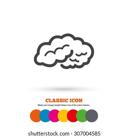 Brain sign icon. Human intelligent smart mind. Classic flat icon. Colored circles. Vector