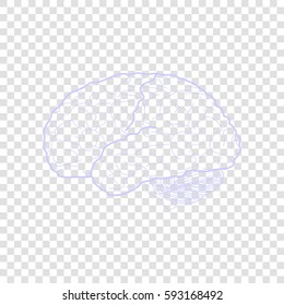 Brain sign illustration. Vector. Periwinkle icon on transparent background.