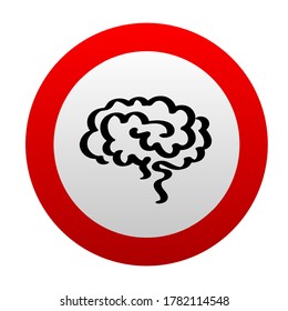 brain sign on white background