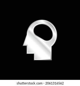 Brain silver plated metallic icon