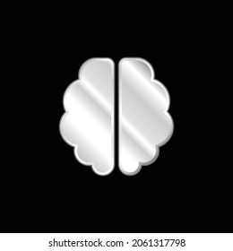 Brain silver plated metallic icon