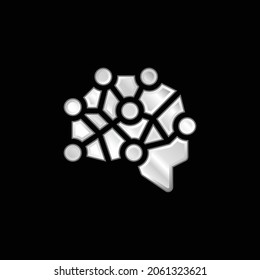 Icono metálico plateado del cerebro