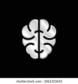 Icono metálico plateado del cerebro