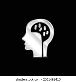 Brain silver plated metallic icon