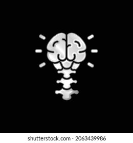 Brain silver plated metallic icon