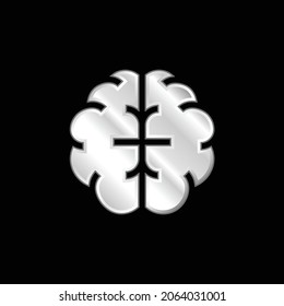 Icono metálico plateado del cerebro