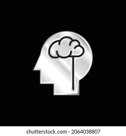 Brain silver plated metallic icon
