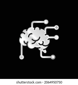 Brain silver plated metallic icon