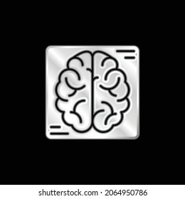 Brain silver plated metallic icon