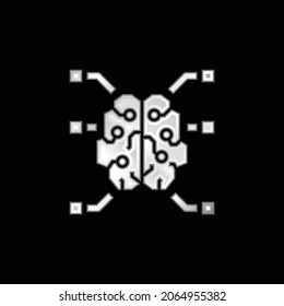 Brain silver plated metallic icon