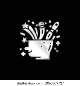 Brain silver plated metallic icon