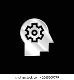 Brain silver plated metallic icon