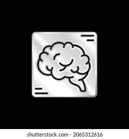 Brain silver plated metallic icon