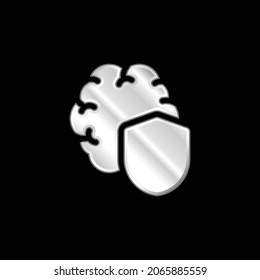 Brain silver plated metallic icon
