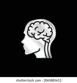 Brain silver plated metallic icon