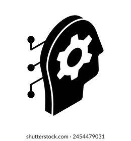 Brain simulation, artificial intelligence icon, premium vector