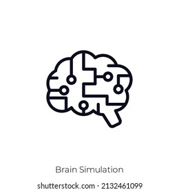 Brain Simulation icon. Outline style icon design isolated on white background