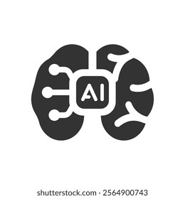 Brain simulation icon, Vector graphics