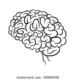 Brain, sketch for your design. Vector illustration
