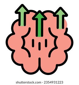 Brain skill up icon outline vector. Career goal. Personal capacity color flat
