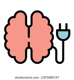 Brain skills icon outline vector. Stress psychology. Salary family color flat