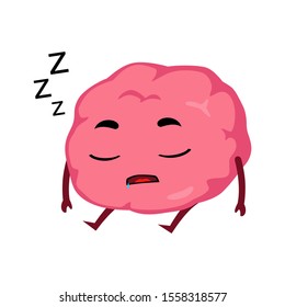 Brain sleeping mascot character cartoon illustration