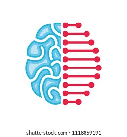 Brain smart idea logo design icon template. Creativity brainstorming badge vector illustration. Neurological medical patch emblem on white background