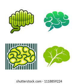 Brain smart idea logo design icon template. Creativity brainstorming badge vector illustration. Neurological medical patch emblem on white background