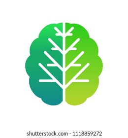 Brain smart idea logo design icon template. Creativity brainstorming badge vector illustration. Neurological medical patch emblem on white background