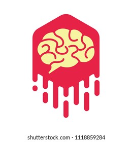 Brain smart idea logo design icon template. Creativity brainstorming badge vector illustration. Neurological medical patch emblem on white background