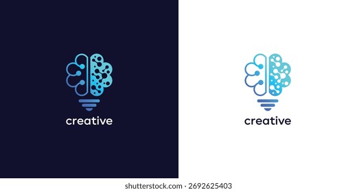 Brain smart idea logo template with diferent element concept	