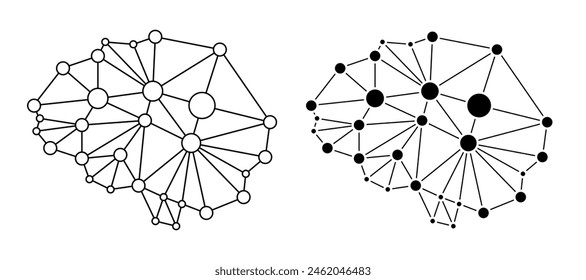 Brain smart network icons set design. Wireless data internet connection.