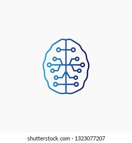 brain smart techno logo, blue color design vector illustration