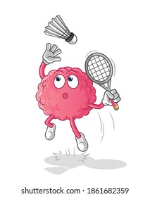 brain smash at badminton cartoon. cartoon mascot vector