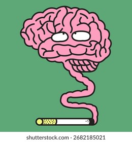Concepto de cigarrillo de humo cerebral ilustración de personaje de dibujos animados
