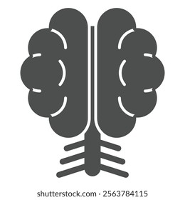 Brain solid icon, clinical research concept. Vector graphics. Human brain organ sign on white background, glyph style icon for mobile or web design