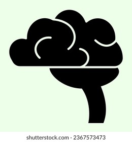Brain solid icon. Detailed human head organ silhouette glyph style pictogram on white background. Anatomy and organs signs for mobile concept and web design. Vector graphics
