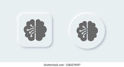 Brain solid icon in neomorphic design style. Human mind signs vector illustration.