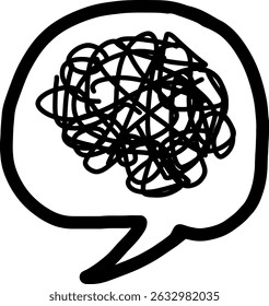 Brain in a speech bubble representing mental confusion
