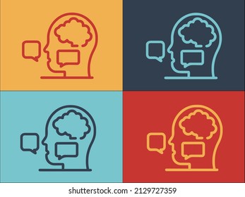 Brain Speech Discussion Logo Template, Simple Flat Icon of communication,speech,discussion