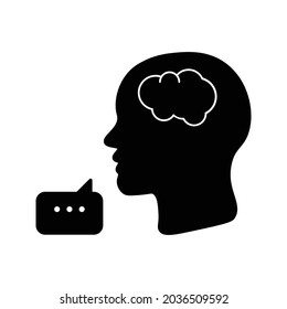 Icono del terapeuta del habla cerebral para el diseño web aislado en fondo blanco. Pasos 10