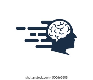 Brain Speed Fast Mind Logo Design Template