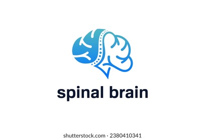 brain spine negative space logo design