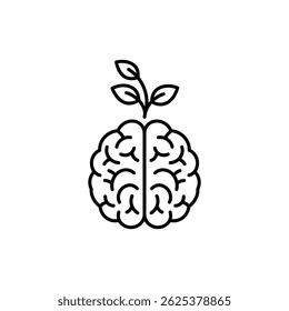 Brain with Sprouting Seed - Cognitive Growth and Mental Development