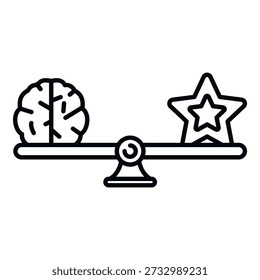 Brain and star balancing on a scale, representing the equilibrium between different abilities