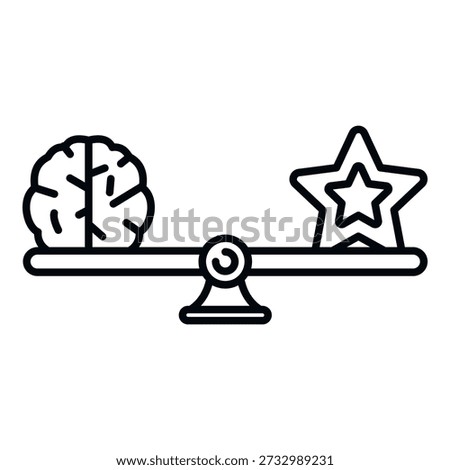 Brain and star balancing on a scale, representing the equilibrium between different abilities