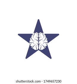 Brain star shape concept logo design. Brainstorm power thinking brain Logotype icon